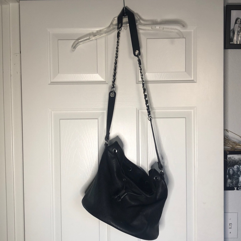 Black bucket purse